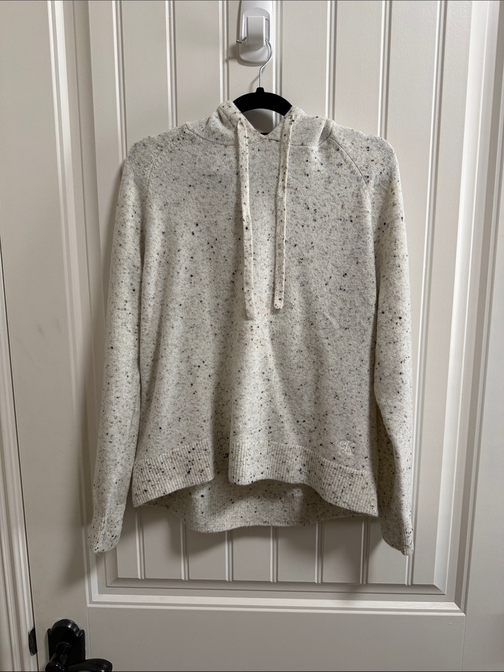 Calvin Klein Cream Speckled Hooded Knit Sweater